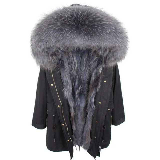 womens fox fur coat parkas winter jacket coat women parka big real