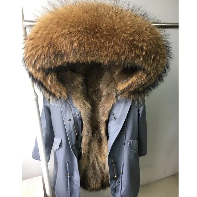 womens fox fur coat parkas winter jacket coat women parka big real