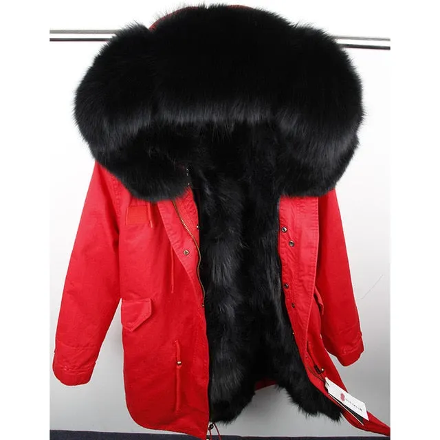 womens fox fur coat parkas winter jacket coat women parka big real