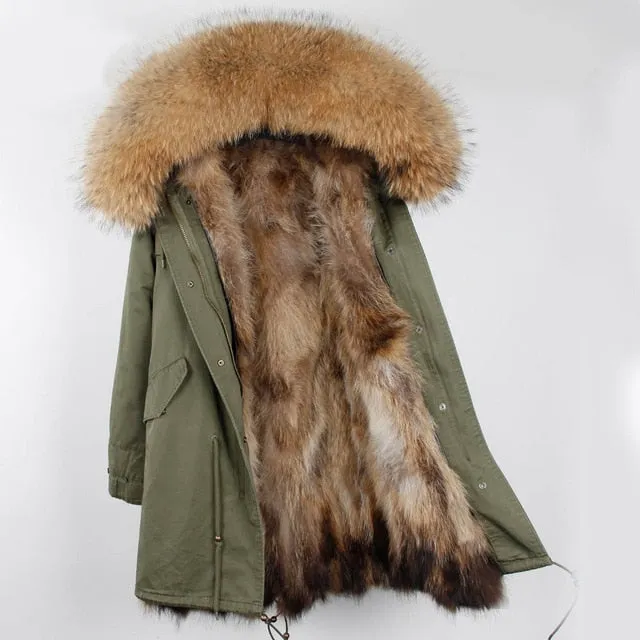 womens fox fur coat parkas winter jacket coat women parka big real