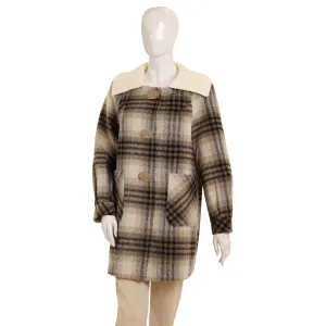 WOOLEN COAT with KNITTED COL(mid-len ch)